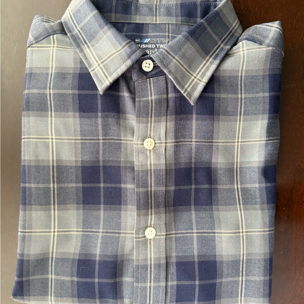 Vineyard Vines Navy and Gray Plaid Shirt